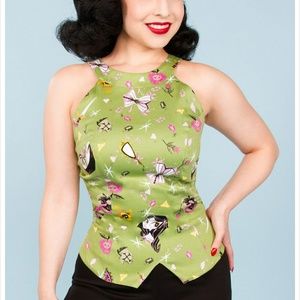 Pinup Couture Carole Top in Villans Print